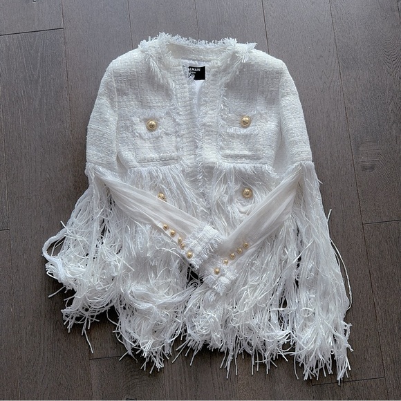 Balmain finge tweed jacket